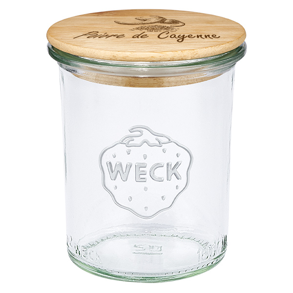 Couvercle en bois "Poivre de Cayenne" avec WECK verre à pied Couvercle en bois "Poivre de Cayenne" avec WECK verre à pied
