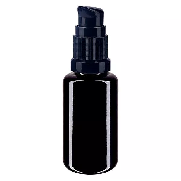 Lékárenská lahvička violet 20ml uzávěr s pumpičkou černá stř. Lékárenská lahvička violet 20ml uzávěr s pumpičkou černá stř.