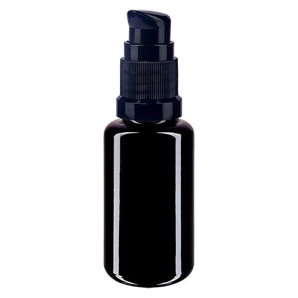 Lékárenská lahvička violet 20ml uzávěr s pumpičkou černá stř. Lékárenská lahvička violet 20ml uzávěr s pumpičkou černá stř.