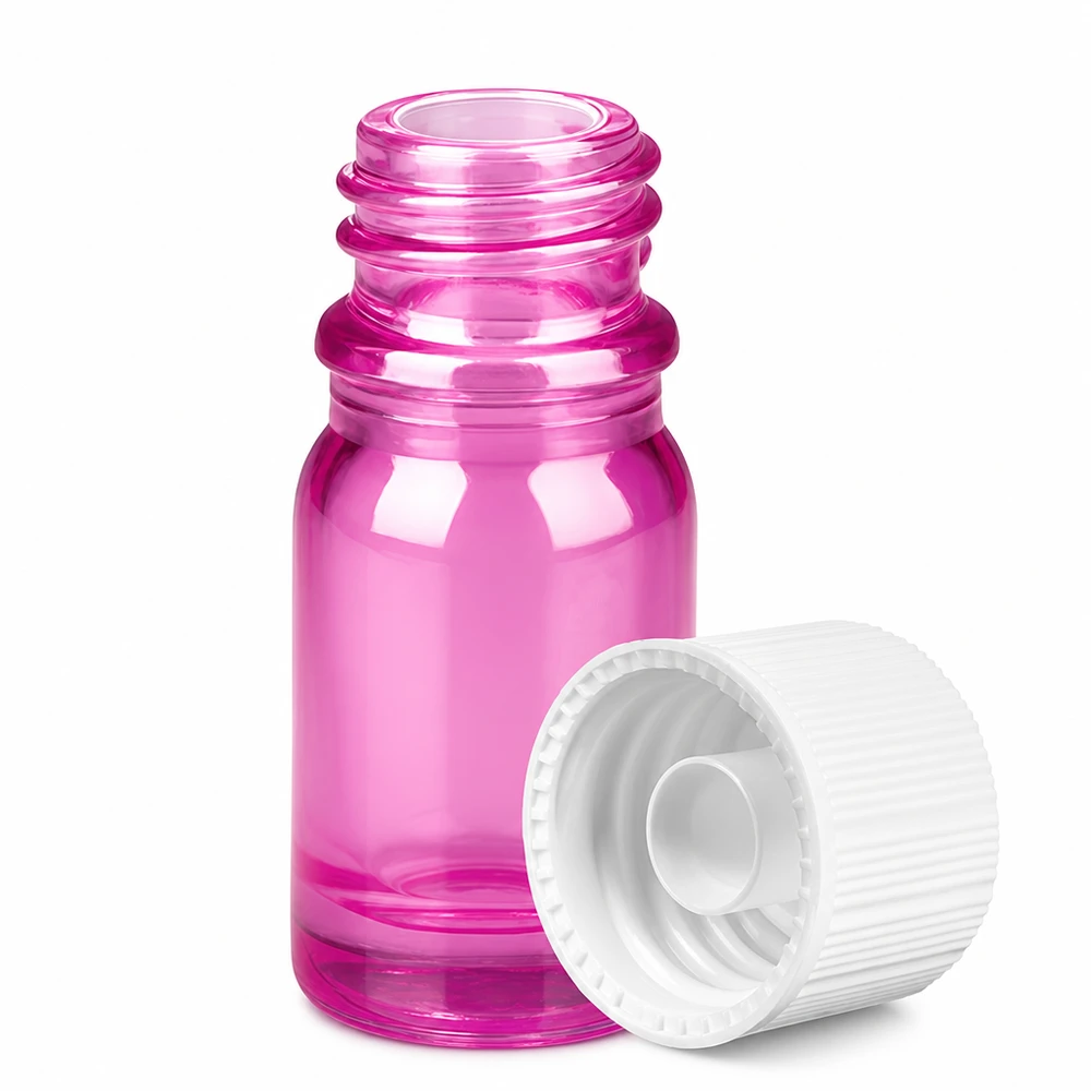Lichtschutz-Glasflasche 5ml violett-transparent mit weißem Deckel für Homöopathie und Tinkturen