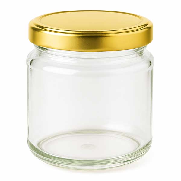 212ml kulatá sklenice s víčkem BasicSeal zlatá UNiTWIST