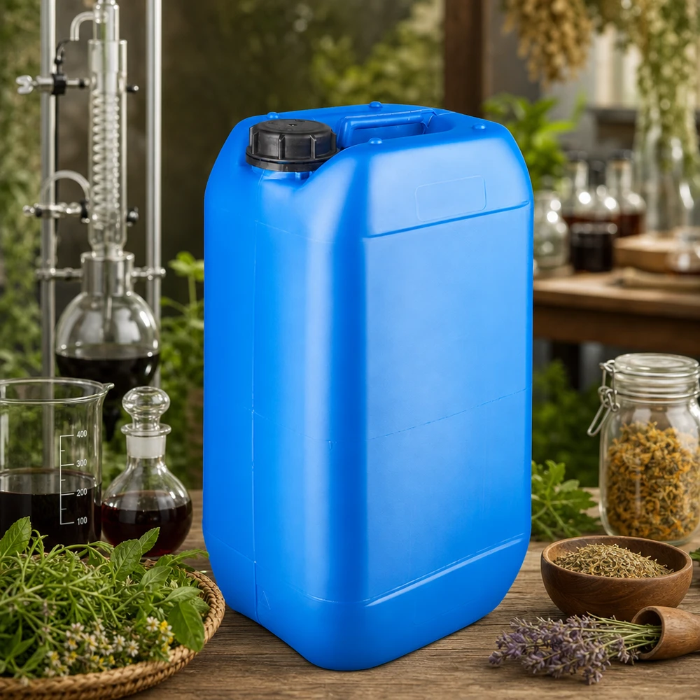 Kanystr 15 litrů modrý se šroubovacím uzávěrem s pojistkou proti otevření. Blauer Vorratskanister 15 Liter mit OV-Verschluss ideal für Naturheilkunde und Kräutermedizin