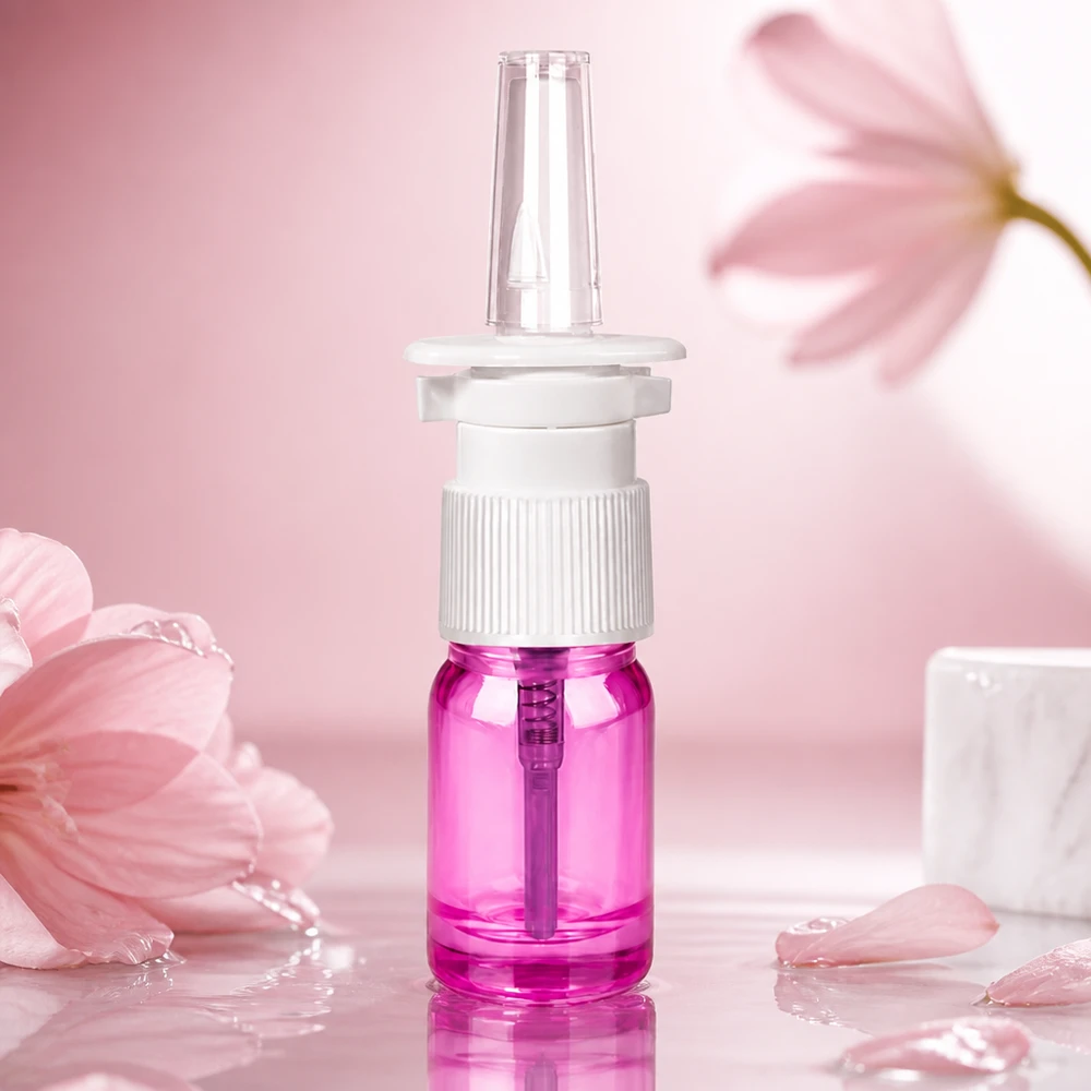 Ergonomische violette 5ml Flasche mit weißem Sprühmechanismus für einfache einhändige Bedienung