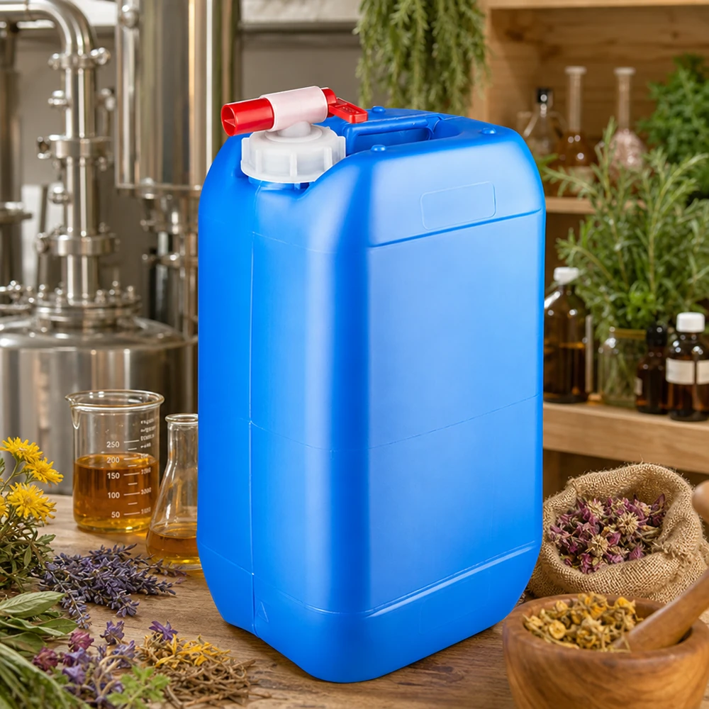 Kanystr 15 litrů modrý s vypouštěcím kohoutkem Stabiler Großbehälter 15 Liter blau mit Hahn zur sicheren Lagerung von Pflanzenauszügen