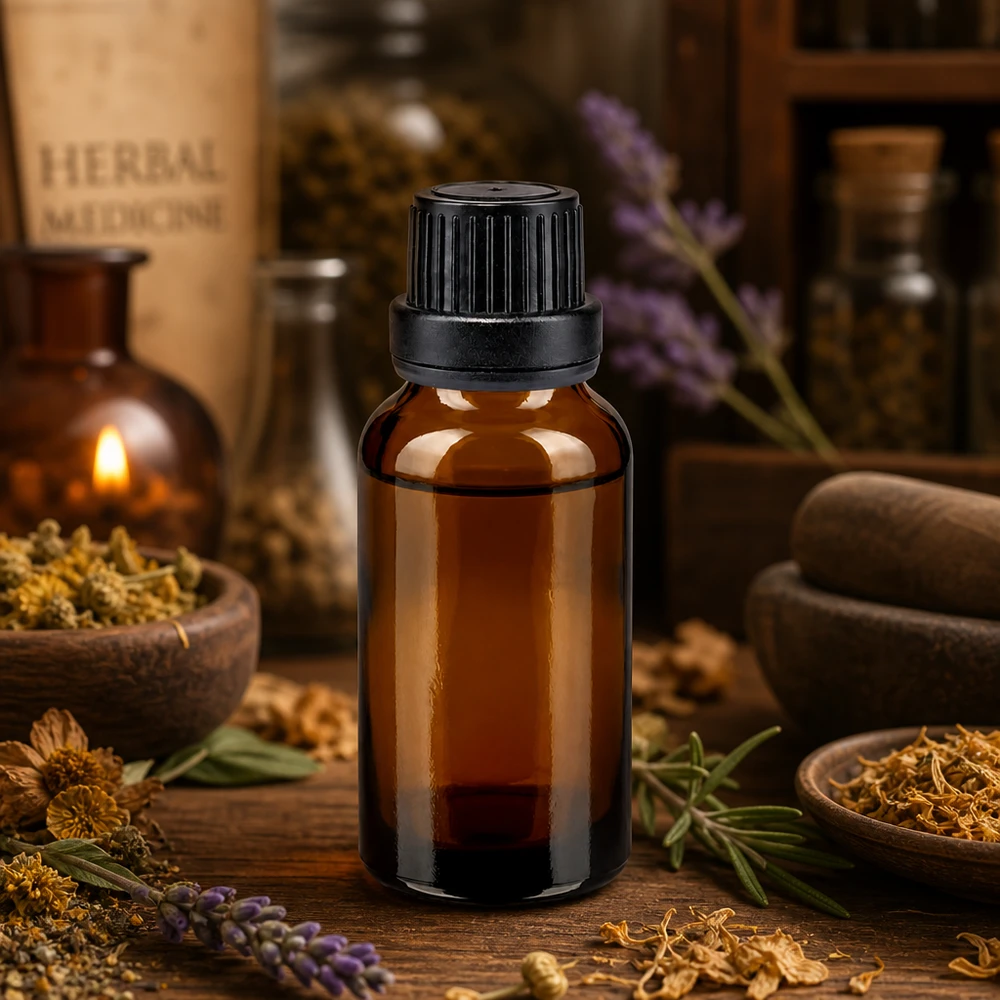 Lékárenská láhev hnědá 20ml šroubovací uzávěr černý tamper evidentní uzávěr. 20ml Glasflasche braun mit schwarzem Originalitätsverschluss 11mm für Naturkosmetik und Pharma