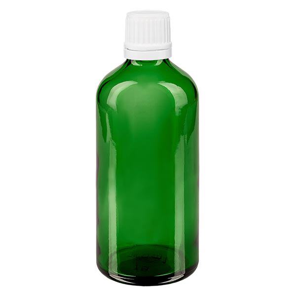 Lékárenská lahvička zelená 100ml kapátko uzávěr 1,2mm bílý uzávěr proti neoprávněné manipulaci Lékárenská lahvička zelená 100ml kapátko uzávěr 1,2mm bílý uzávěr proti neoprávněné manipulaci