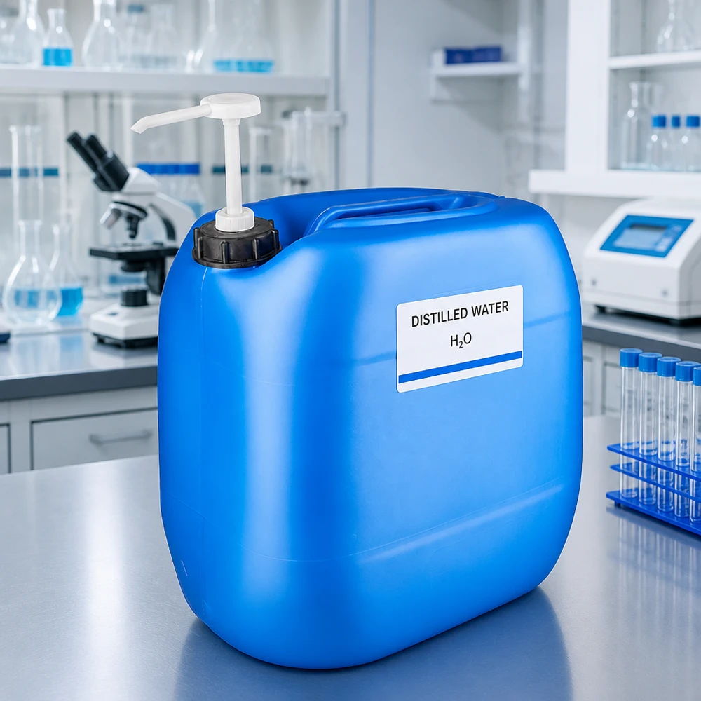 Robuster Flüssigkeitskanister 30 Liter blau mit Schraubverschluss und Pumpspender