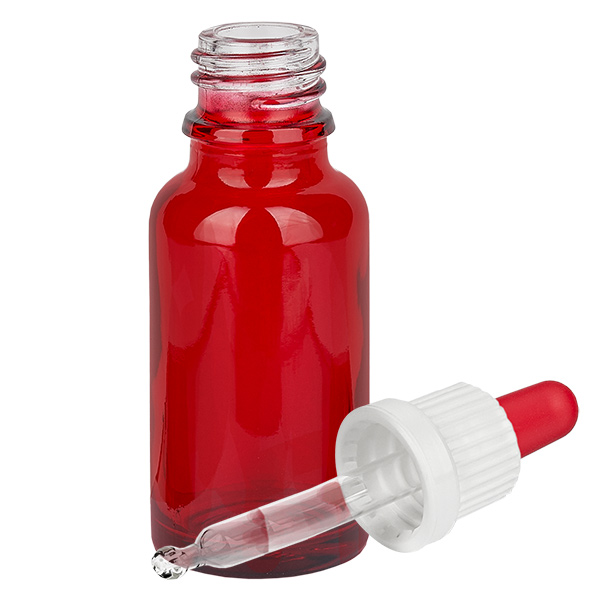 20ml pipetovací lahvička bílá/červená s tamper-evidentním uzávěrem RedLine UT18/20