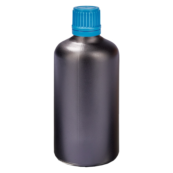 100ml láhev 11mm šroubovací uzávěr modrý uzávěr proti neoprávněné manipulaci BlackLine UT18/100 100ml láhev 11mm šroubovací uzávěr modrý uzávěr proti neoprávněné manipulaci BlackLine UT18/100