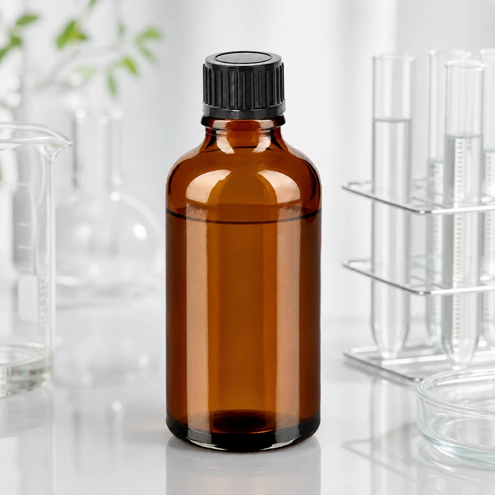 50ml láhev 11mm šroubovací uzávěr černá Standard BrownLine UT18/50 Robuste 50ml Apothekerflasche aus braunem Glas mit schwarzem Schraubverschluss für Tinkturen