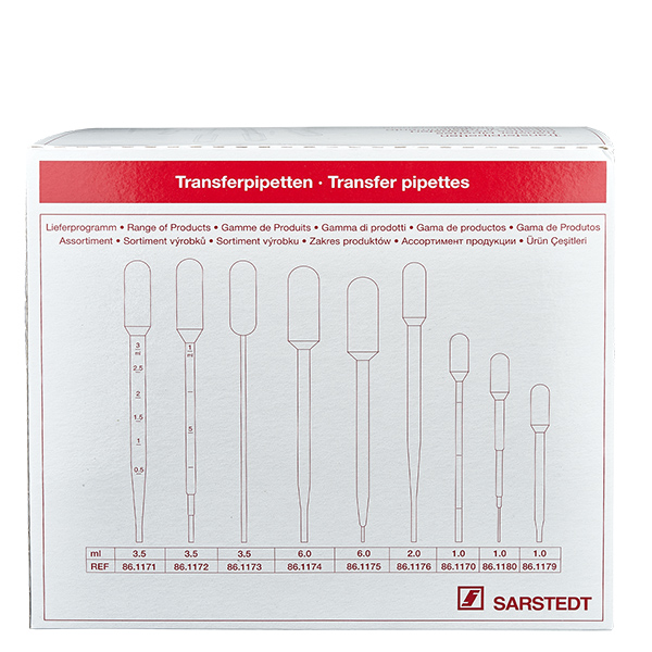 Přenosová pipeta o objemu 3,5 ml (156x12,5 mm) s dělením. Přenosová pipeta o objemu 3,5 ml (156x12,5 mm) s dělením.