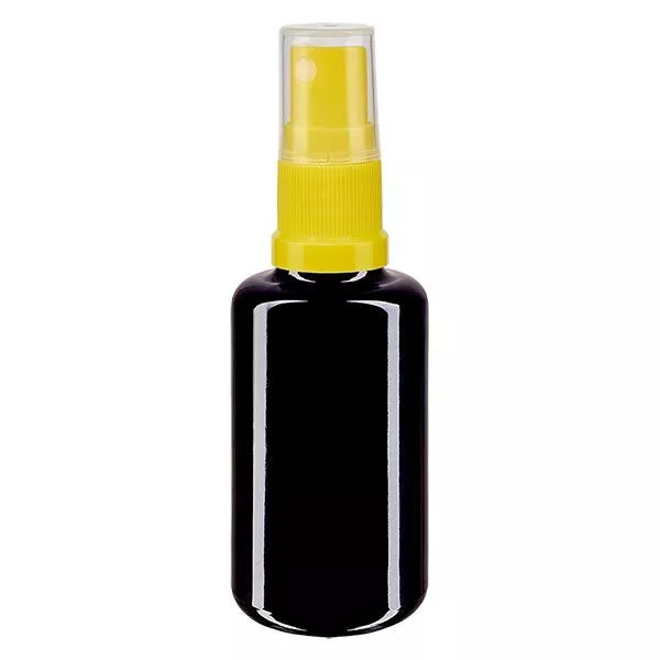 Lékárenská lahvička violet 30ml s rozprašovacím uzávěrem žlutá Lékárenská lahvička violet 30ml s rozprašovacím uzávěrem žlutá