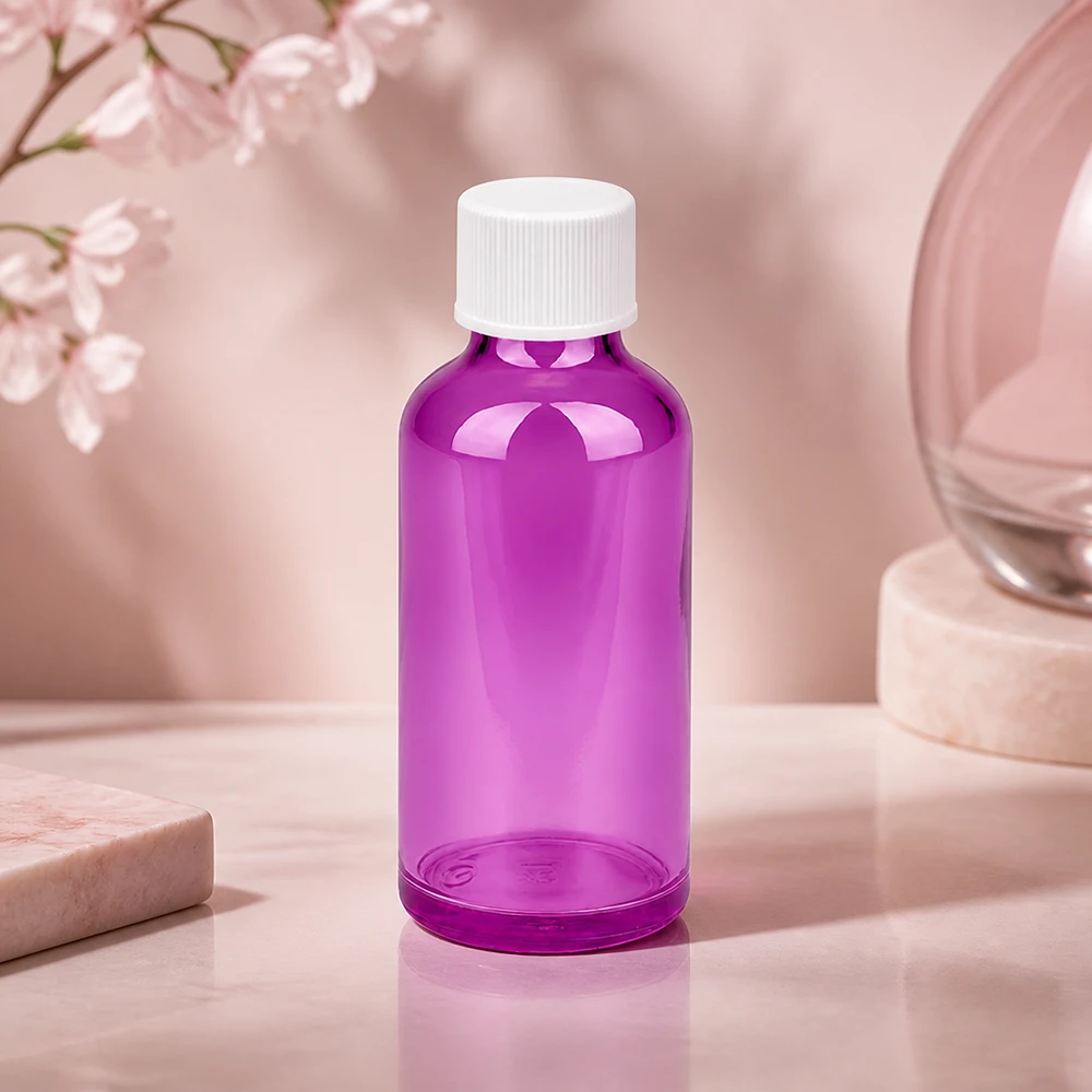 50ml lahvička 11mm se šroubovacím uzávěrem bílá standardní PurpleLine UT18/50 Vielseitige 50ml Glasflasche mit weißem Deckel für DIY-Kosmetik und Aromatherapie