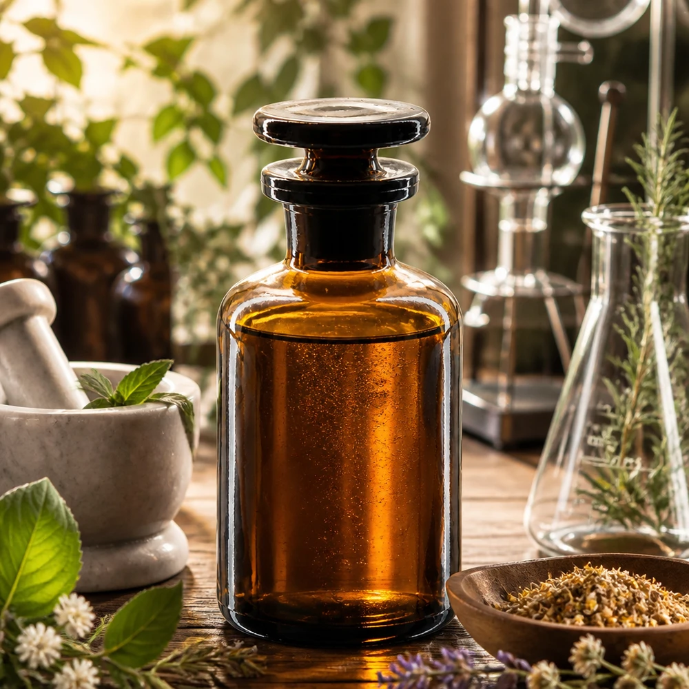 Láhev s kulatým ramenem 50ml hnědá skleněná zátka s úzkým hrdlem Vintage Apothekerflasche 50ml braun Enghals Glasstopfen für Kräuterextrakte und Tinkturen
