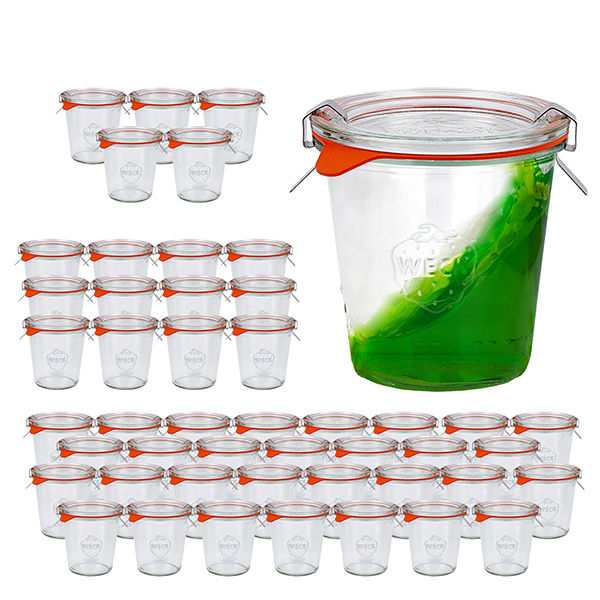Sada 48 zavařovacích sklenic Weck o výšce 290 ml, 1/5 l.