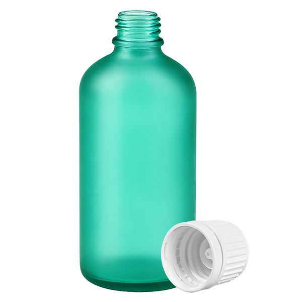100ml láhev 11mm šroubovací uzávěr bílý uzávěr s ochranou proti manipulaci GreenLine UT18/100 100ml láhev 11mm šroubovací uzávěr bílý uzávěr s ochranou proti manipulaci GreenLine UT18/100