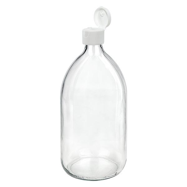 1000ml lahvička na léky čirá, s flip-top uzávěrem ApoGlas 1000ml lahvička na léky čirá, s flip-top uzávěrem ApoGlas