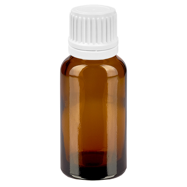 20ml lahvi&#269;ka s kap&#225;tkem 0,7 mm b&#237;l&#225; s uz&#225;v&#283;rem s ochranou proti manipulaci BrownLine UT18/20.