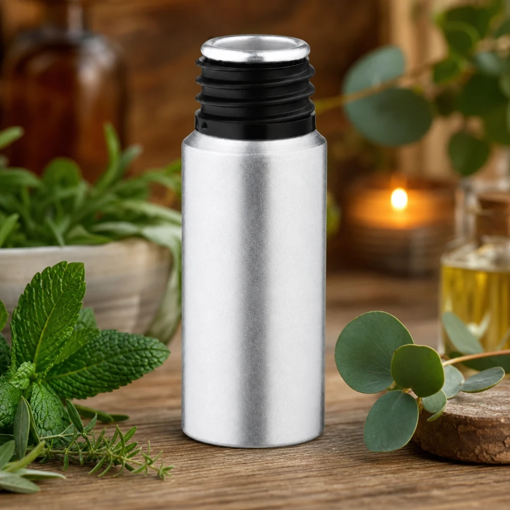 Robuste 20ml Aluflasche mit gebeizter Veredelung ideal für DIY Kosmetik und Mischungen