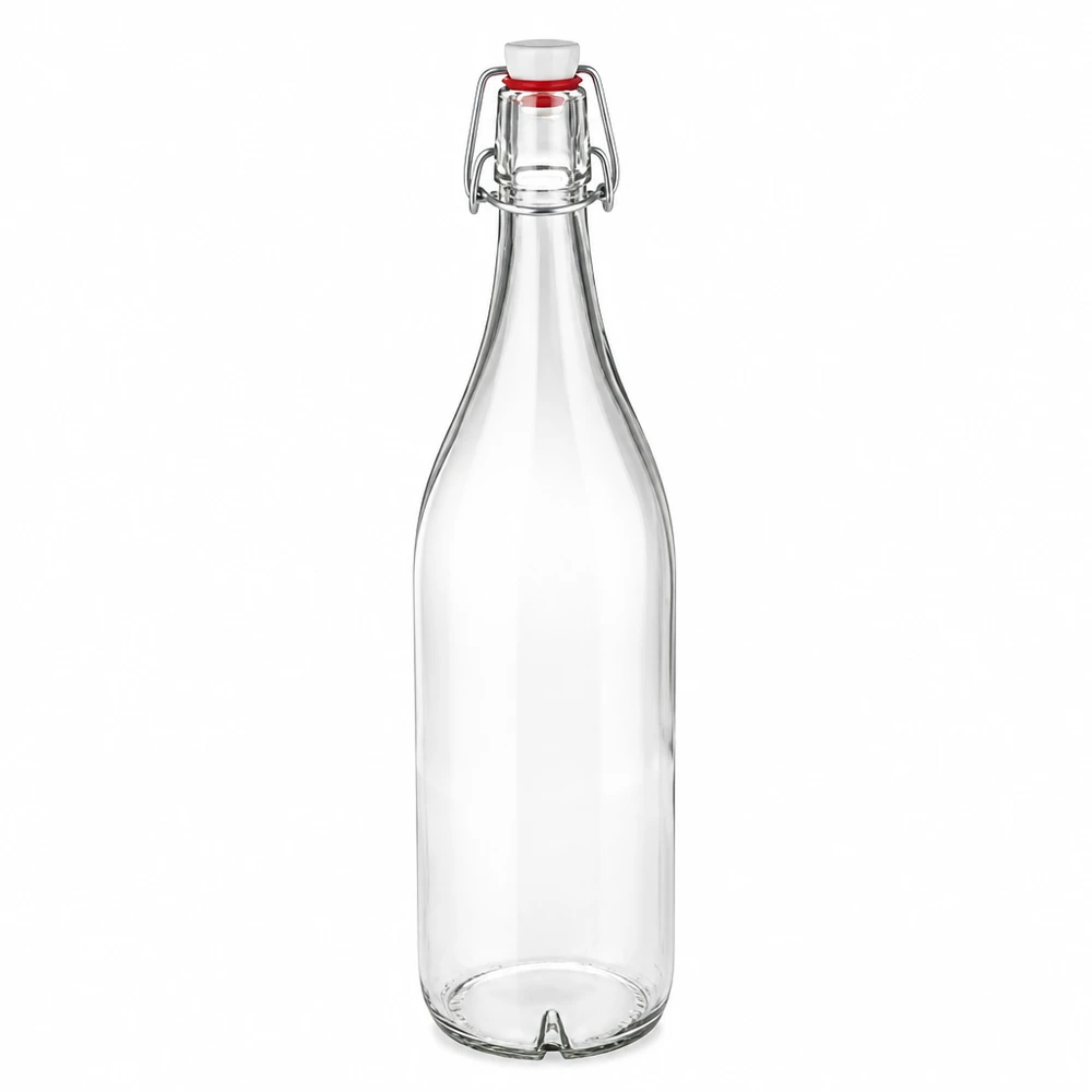 1000ml skleněná láhev + otočný vršek PVC UNiTWIST 1000ml Glasflasche mit Bügelverschluss PVC UNiTWIST transparent leer Produktansicht Hauptbild