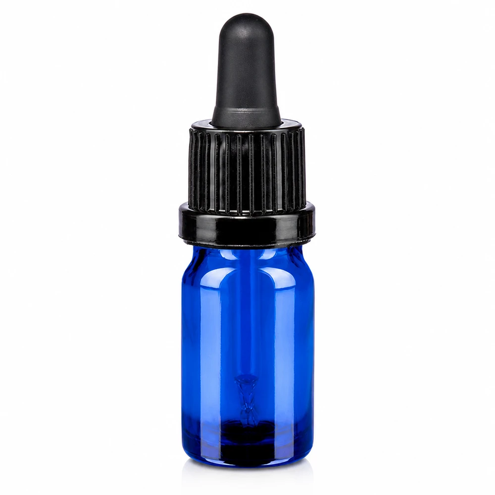 5ml pipetovací láhev černá s tamper-evidentním uzávěrem BlueLine UT18/5 5ml Pipettenflasche aus Glas für ätherische Öle schwarz OV BlueLine UT18/5