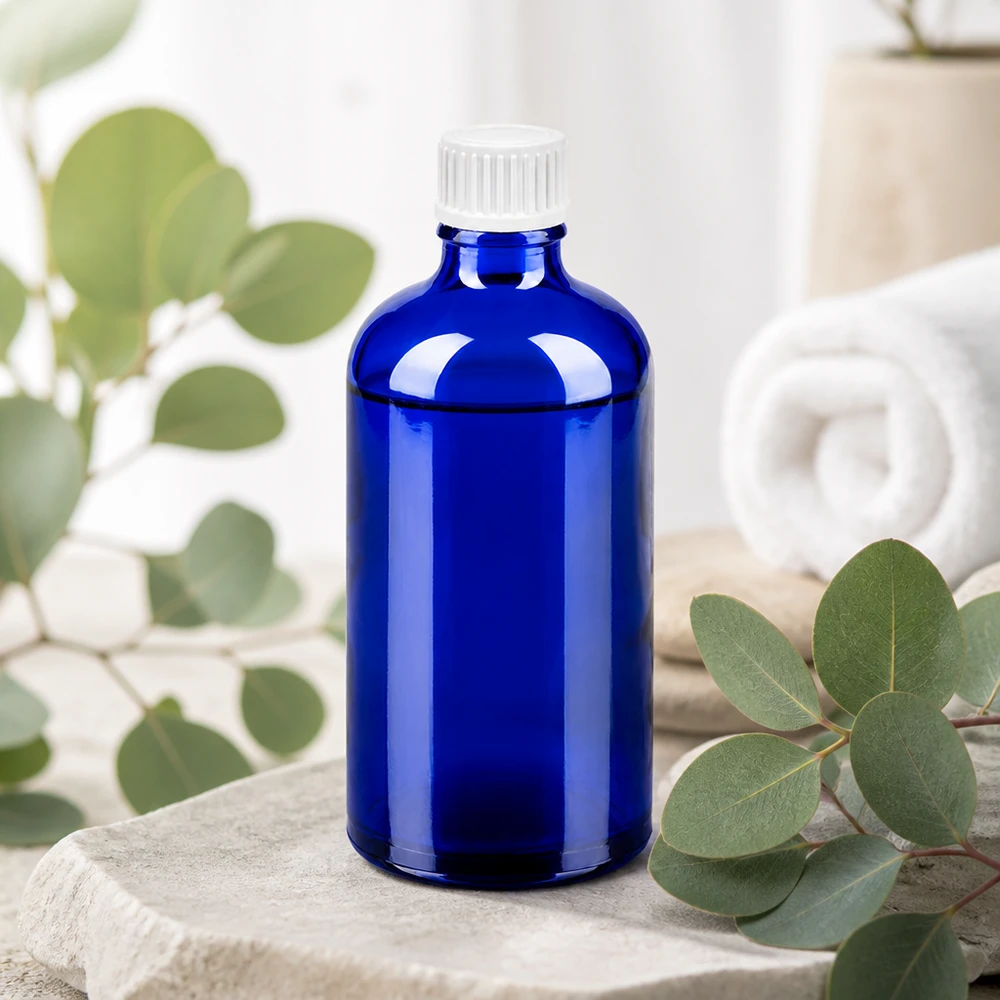 100ml lahvička s kapátkem 0,9 mm bílá standardní uzávěr BlueLine UT18/100 Elegante blaue Tropfflasche 100ml mit weißem Standardgewinde UT18 für professionelle Anwendung