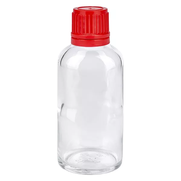50ml láhev 11mm šroubovací uzávěr červený uzávěr ClearLine UT18/50