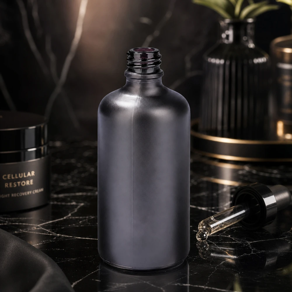 100ml lékárenská láhev BlackLine UT18/100 UNiTWIST Zylindrische 100ml Apothekerflasche BlackLine UT18/100 UNiTWIST in schlanker Form