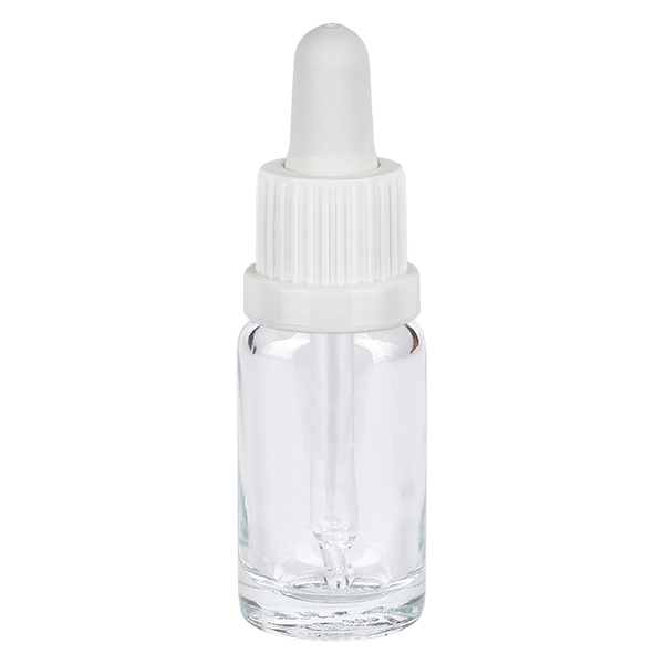 Klarglas Pipettenflasche 10ml weiß für Pharmazie Kosmetik und Aromatherapie
