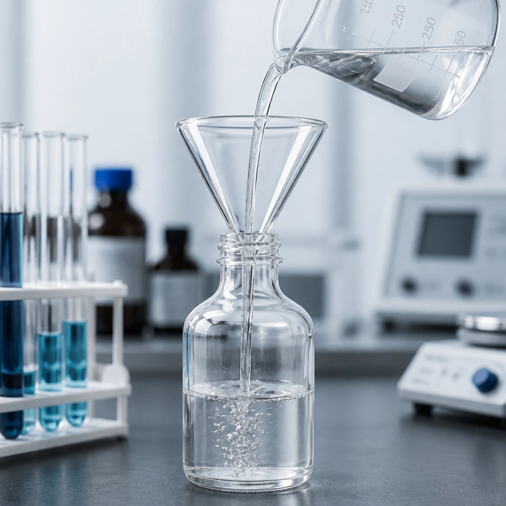 Nálevka ø100mm sodnovápenatá, úhel 60°, krátká. Chemikalienbeständiger Labortrichter aus Kalk-Soda-Glas mit optimaler 100mm Durchmesser-Größe