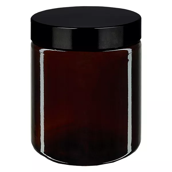 Skleněná dóza 180ml. hnědá, s černým bakelitovým víčkem ApoGlas Skleněná dóza 180ml. hnědá, s černým bakelitovým víčkem ApoGlas