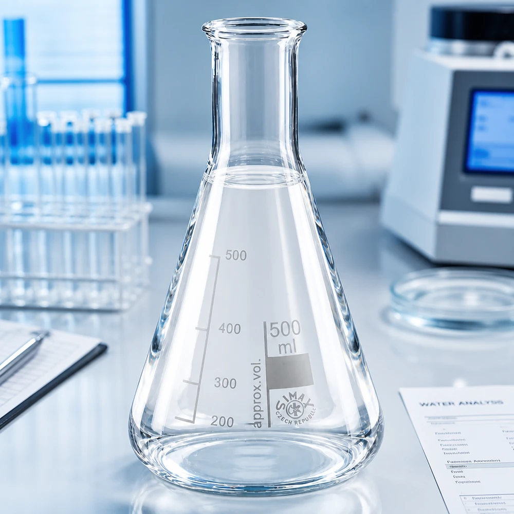 Erlenmeyerova baňka 500 ml s úzkým hrdlem Professioneller Laborkolben 500ml Enghals aus hitzebeständigem Glas für Experimente