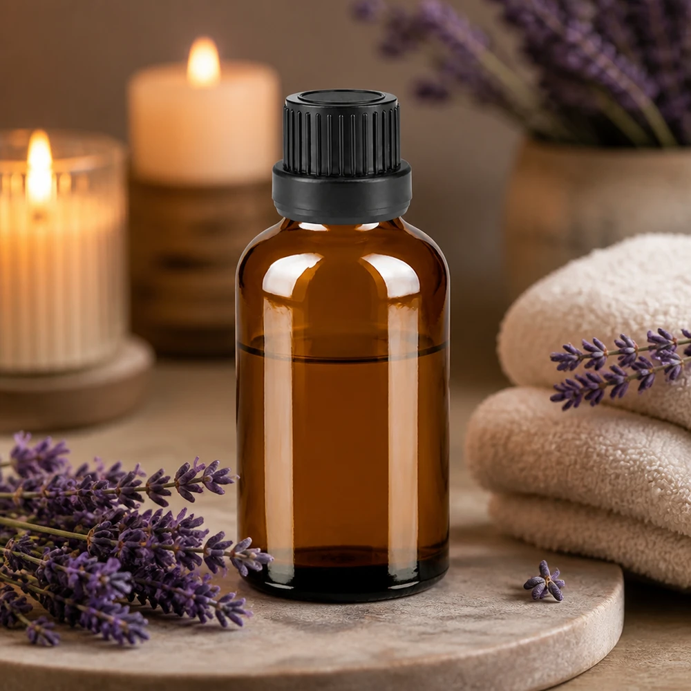 Elegante braune Tropfflasche 50ml mit schwarzem Design für hochwertige Essenzen
