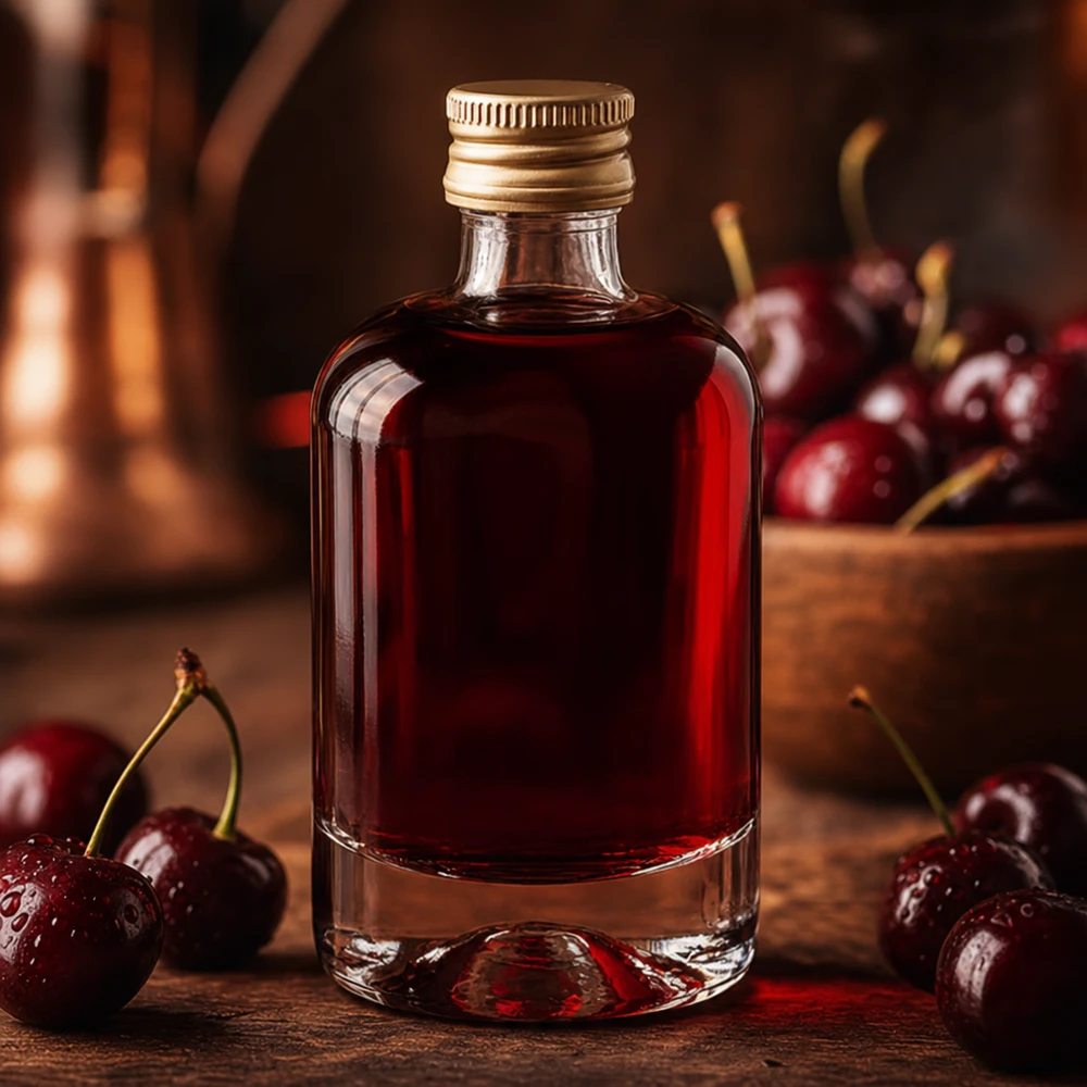 40ml Glasflasche "Sara" mit Schraubverschluss gold UNiTWIST 40ml Glasflasche Sara mit Kirschlikör befüllt - edle Spirituosenflasche mit goldenem Verschluss für Obstbrände