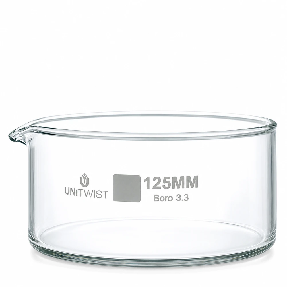 Krystalizační miska ø125mm z borosilikátového skla UNiTWIST Kristallisierschale Borosilikatglas UNiTWIST 125mm für chemische und biologische Laboranwendungen