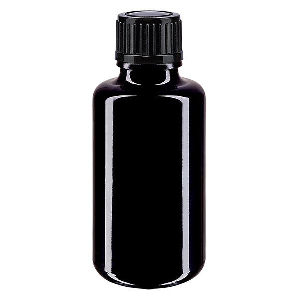 Lékárenská lahvička fialová 30ml kapátko uzávěr 1mm černý standardní