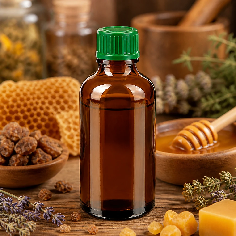 Premium 50ml Glasflasche UV-Schutz braun mit grünem Verschluss für Kräuteressenzen