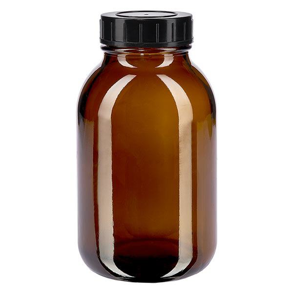 500ml l&#225;hev se &#353;irok&#253;m hrdlem jantarov&#233; sklo se &#353;roubovac&#237;m uz&#225;v&#283;rem