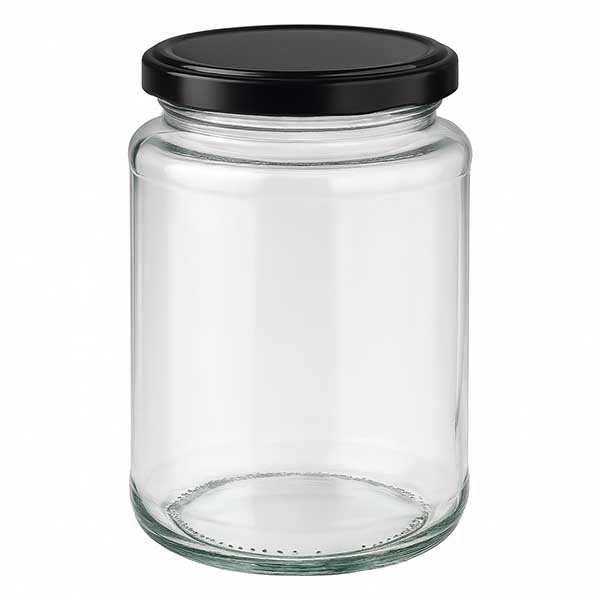 382ml kulatá sklenice s víčkem BasicSeal černá UNiTWIST