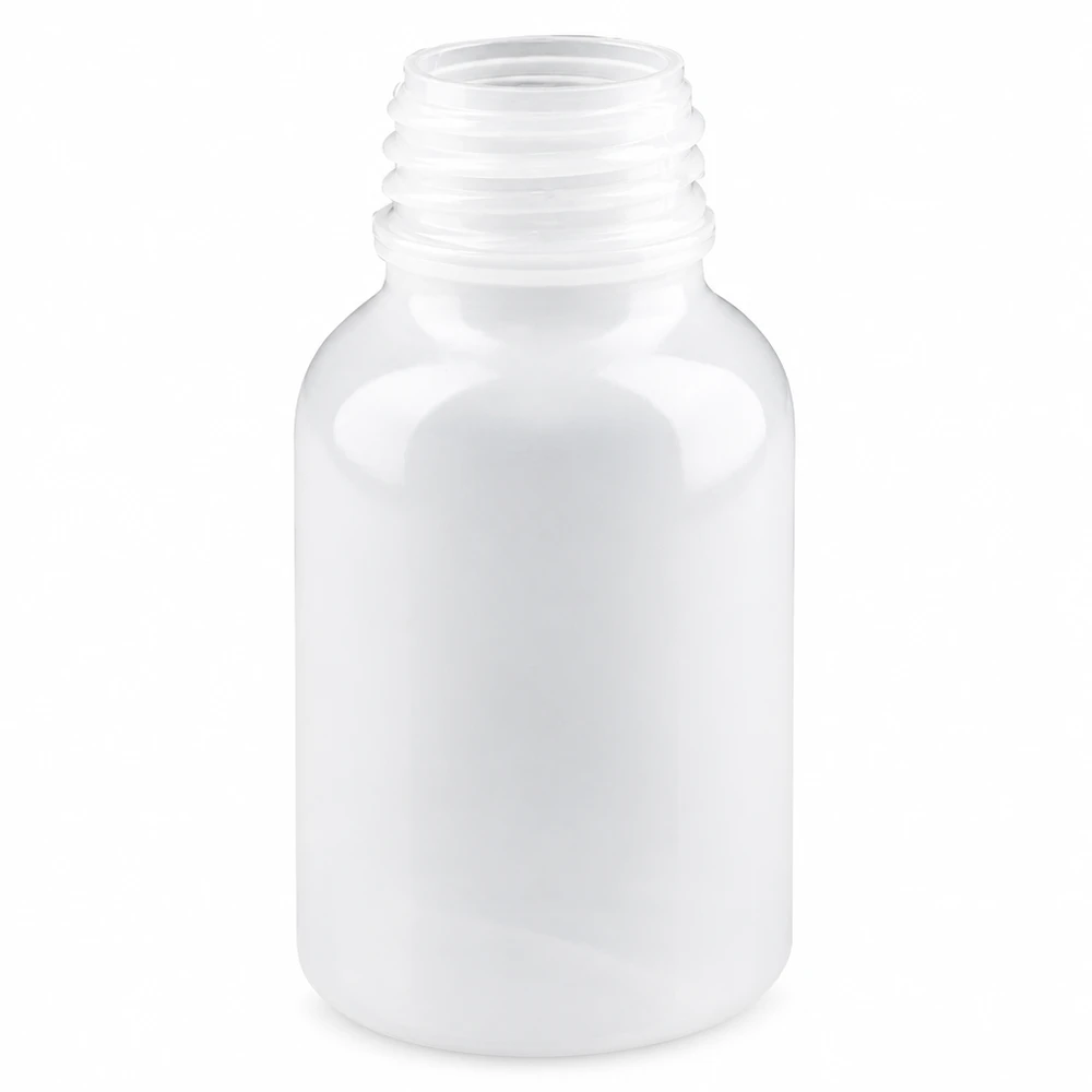 100 ml laboratorní láhev s širokým hrdlem z bílého plastu bez uzávěru pro laboratoře a výzkum