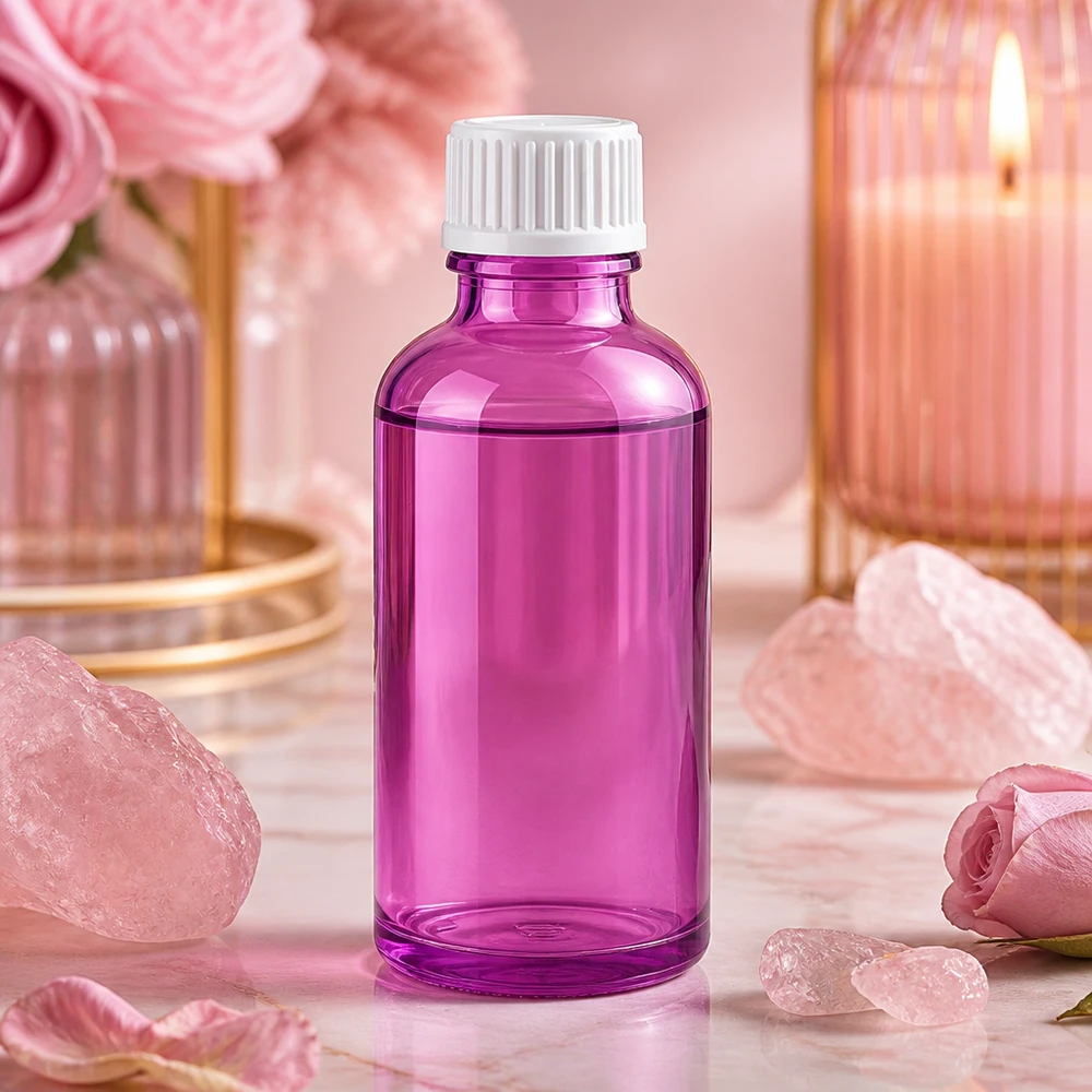 50ml lahvička s kapátkem 0,9 mm bílá standardní PurpleLine. UT18/50 50ml Tropfflasche violett mit weißem Verschluss ideal für DIY Kosmetik und Mischungen