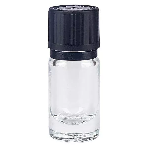 Lékárenská lahvička čirá 5ml uzávěr s kapátkem Nalévací kroužek 1mm černý Dětská pojistka Výstražný symbol pro nevidomé Uzávěr s ochranou proti Lékárenská lahvička čirá 5ml uzávěr s kapátkem Nalévací kroužek 1mm černý Dětská pojistka Výstražný symbol pro nevidomé Uzávěr s ochranou proti