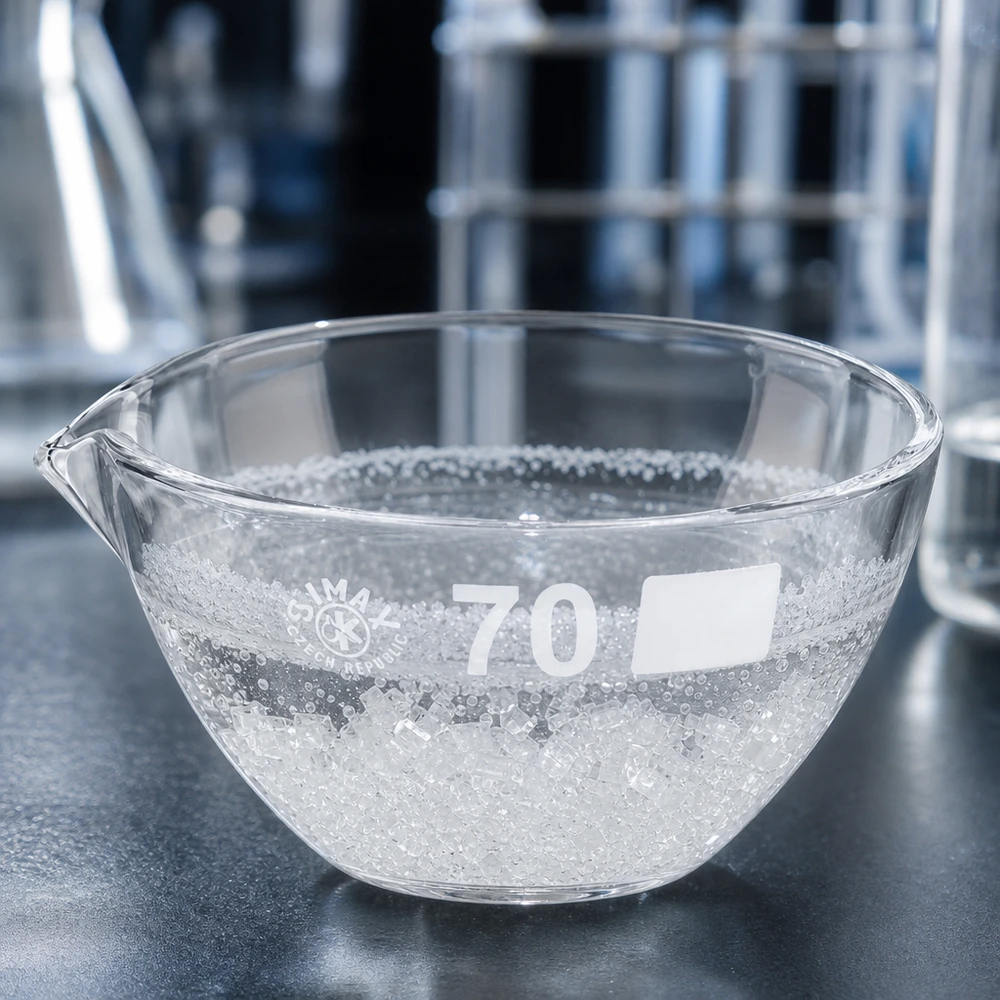 60ml odpařovací miska s výlevkou borosilikátová ø70mm Wissenschaftliche Glasschale 60ml transparent mit Schnauze für chemische Analysen und Tests
