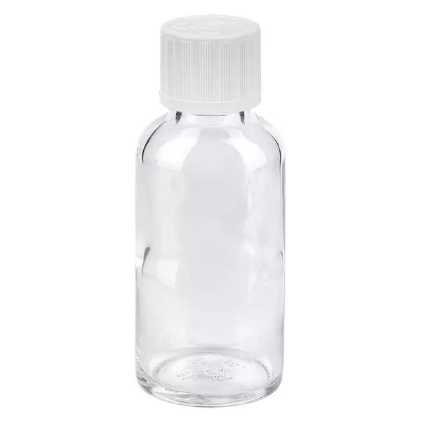 30ml láhev 11mm šroubovací uzávěr bílý standardní tamper evident ClearLine UT18/30 30ml láhev 11mm šroubovací uzávěr bílý standardní tamper evident ClearLine UT18/30