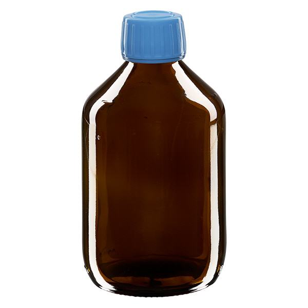 300ml lahvička na léky hnědá, modrý uzávěr s tamper-evidentním kroužkem ApoGlas. 300ml lahvička na léky hnědá, modrý uzávěr s tamper-evidentním kroužkem ApoGlas.