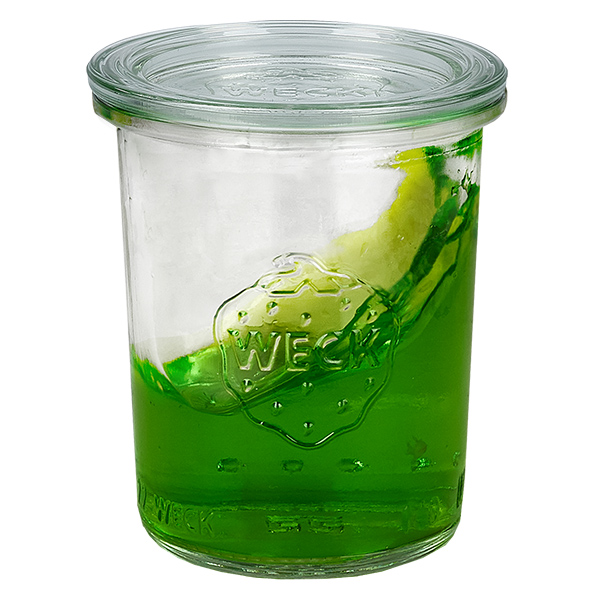 Sada 24 kelímků Weck 160 ml s 24 skleněnými víčky.