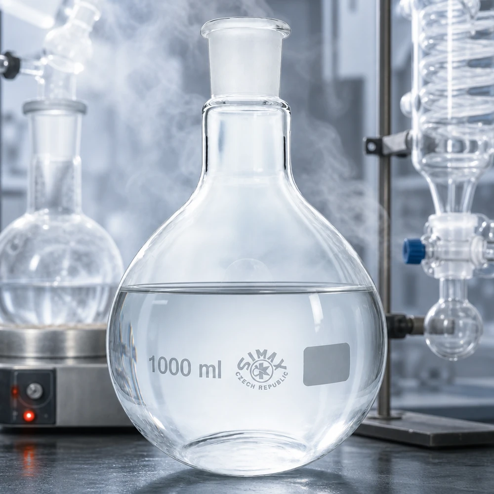 Baňka 1000ml se standardním broušeným spojem (29/32) Chemiekolben 1000ml hitzebeständig mit ergonomischer Form und standardisiertem Schliff 29/32