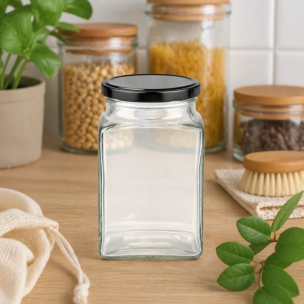 260ml tetra sklenice s víčkem BasicSeal černá UNiTWIST