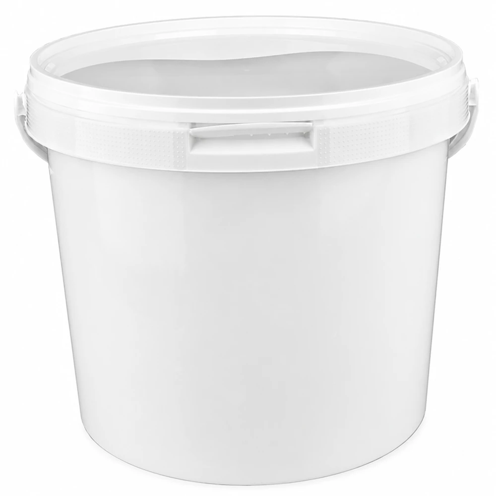 Großer weißer Eimer 5,6L aus robustem Polypropylen mit wiederverschließbarem Deckel