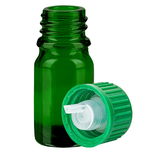 5ml lahvička s kapátkem 0,8 mm zelená standardní uzávěr GreenLine UT18/5 5ml lahvička s kapátkem 0,8 mm zelená standardní uzávěr GreenLine UT18/5